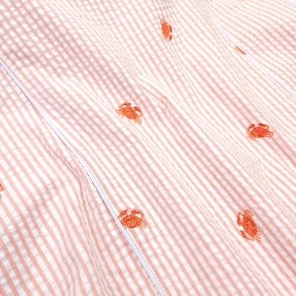 Bushwhacker Peach White Stripe Crab Seersucker Dress Sz 10 - Picture 6 of 14